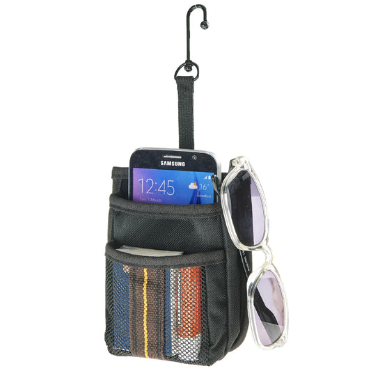 High Road Air Vent Mount Car Cell Phone Holder with Soft Lined Back Pocket and Front Mesh Storage Pocket