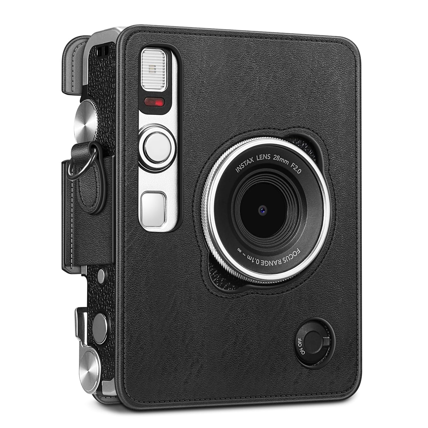 Fintie Protective Case for Fujifilm Instax Mini EVO Camera - Premium Vegan Leather Bag Cover with Removable Adjustable Strap, Vintage Black