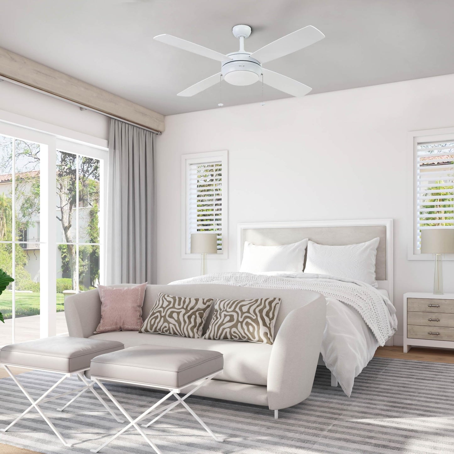 Prominence Home Kailani, 52 Inch Contemporary Indoor LED Ceiling Fan with Light, Pull Chain, Three Mounting Options, Dual Finish Blades, Reversible