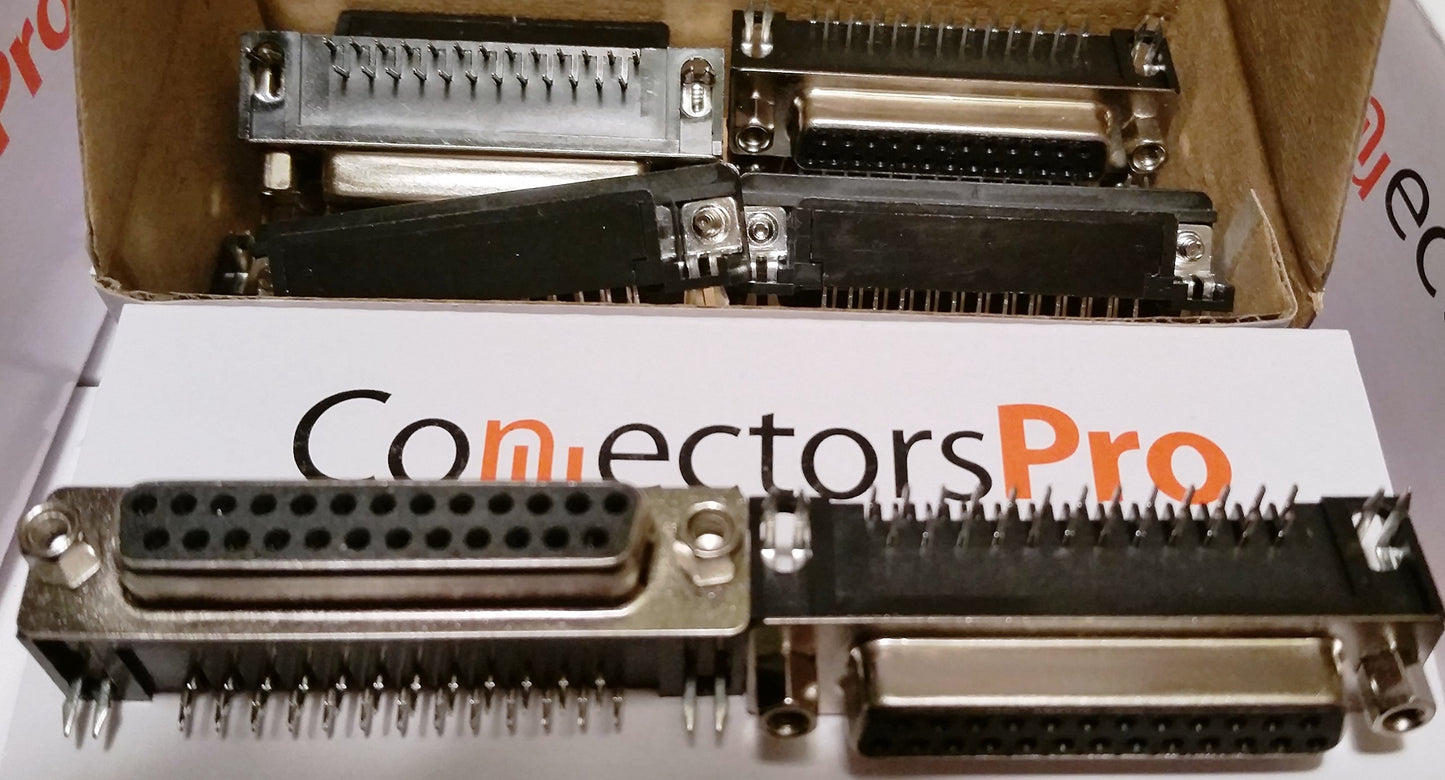 PC Accessories- - Connectors Pro 10-PK DB25 Female Right Angle PCB Mount Connector, 90 Degree D-Sub 10-Pack