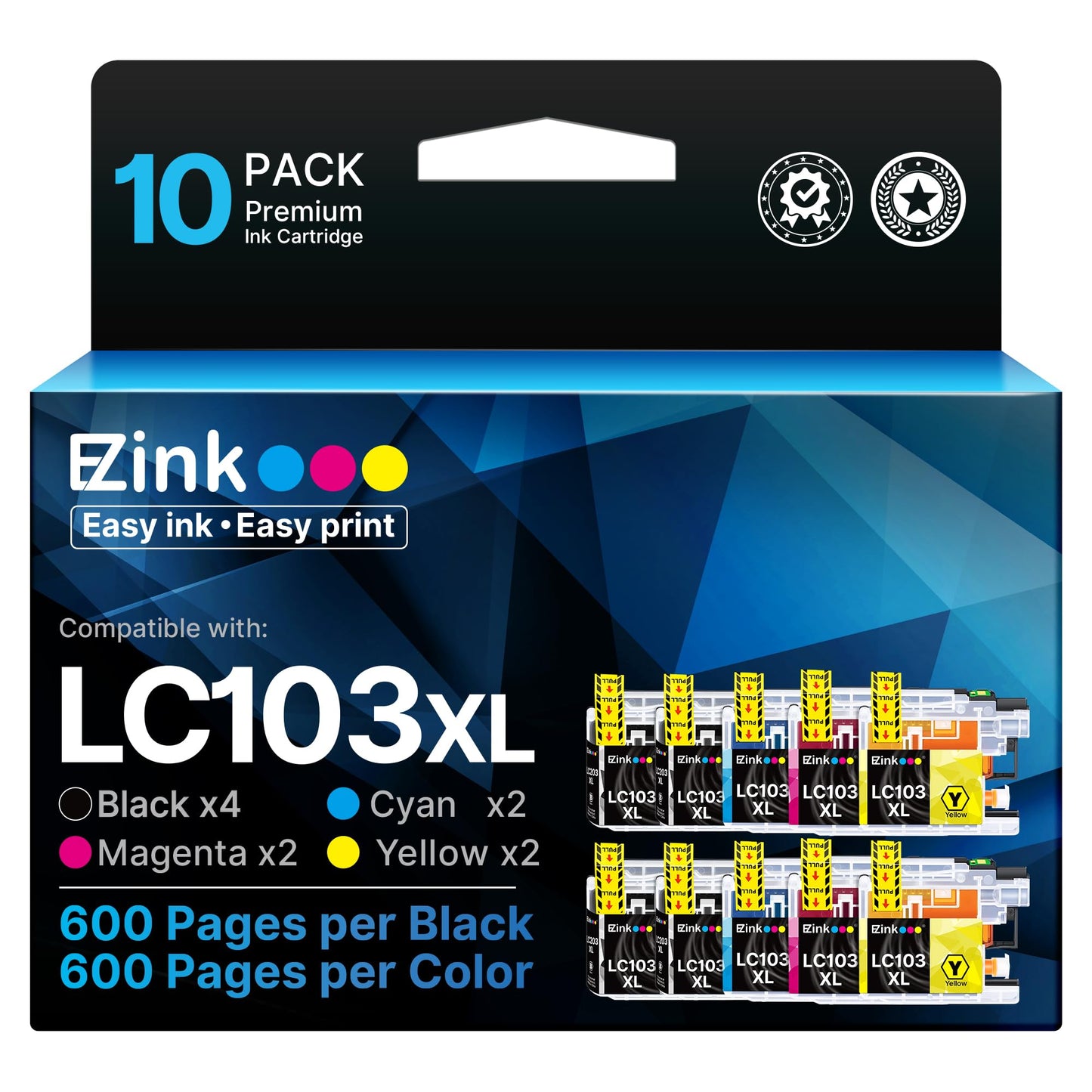 E-Z Ink LC103XL LC103 Ink Cartridges for Brother Printer LC103 XL LC101