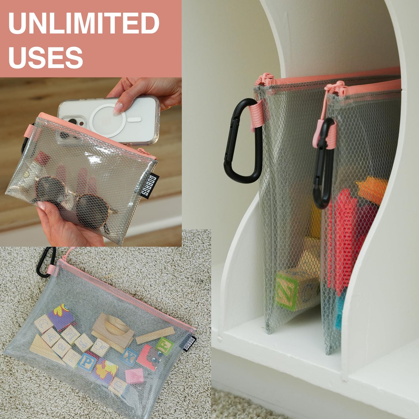 GOBAGS Air Production Multi?Size Clear Zipper Pouch (4?Pack) - Cable Organizer & Travel Gear Bag for Electronics, Camera Accessories, Tool Pouch &