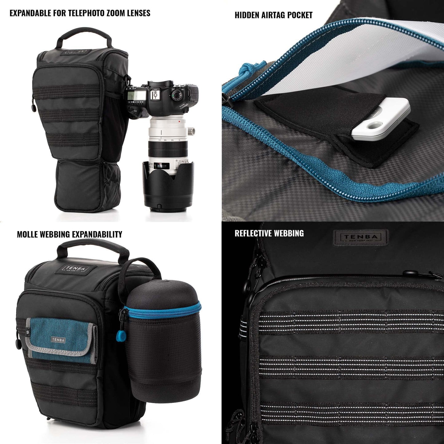 Tenba Axis v2 4L Top Loader Camera Bag for DSLR or Mirrorless Camera with Attached 24-70mm (or 70-200mm 2.8 When Bag is expanded) - Black (637-750)