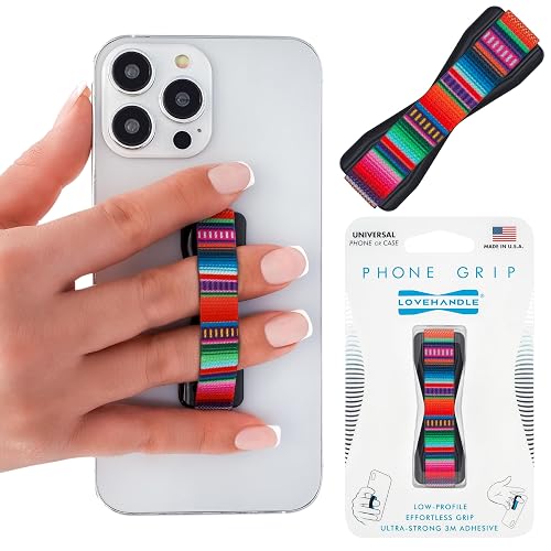 LOVEHANDLE Universal Phone Grip for Smartphones & Mini Tablets - Phone Holder for Hand - Wireless Charging Compatible - Made in The USA - Serape
