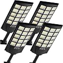 Oneluner Solar Lights Outdoor Waterproof, 6500K Dusk to Dawn Solar Street Light Motion Sensor with Remote, LED Security Flood Light for Outside Garden