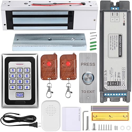 Smart Access Control System Kit - Metal Touch Keypad, 1200LB Magnetic Lock, Tuya App Remote Access, 2 Remote Controls, RFID Cards, Metal Exit Button