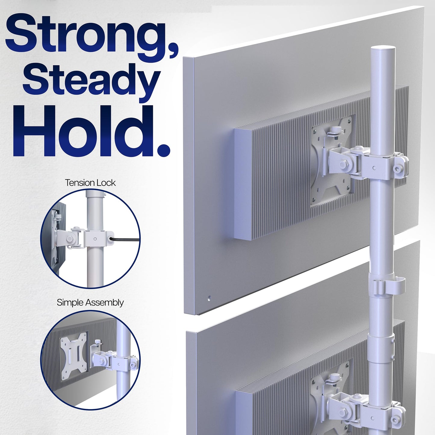 VIVO Dual Vertically Stacked LCD Monitor Desk Mount, Extra Tall Heavy Duty Adjustable Stand for 2 Ultrawide Screens up to 34 inches, 22 lbs Capacity