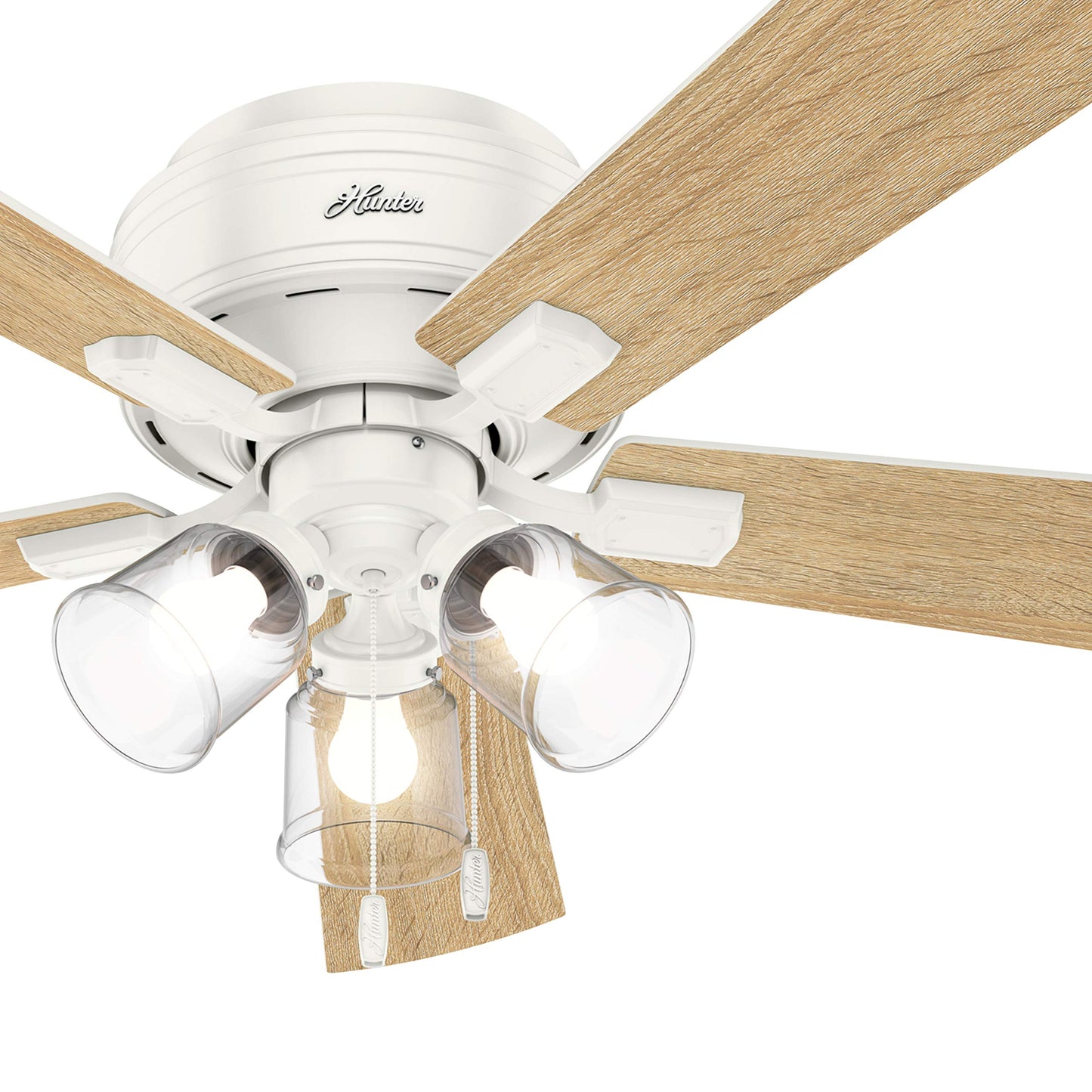 Hunter Fan 52 inch Casual Fresh White Finish Indoor Ceiling Fan with LED Lights (Renewed)