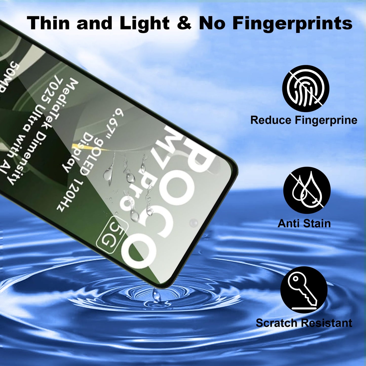 Suttkue for Xiaomi Poco M7 Pro 5G Screen Protector with Camera Lens Protector, 9H Hardness Anti-Scratch Tempered Glass flim, Case Friendly