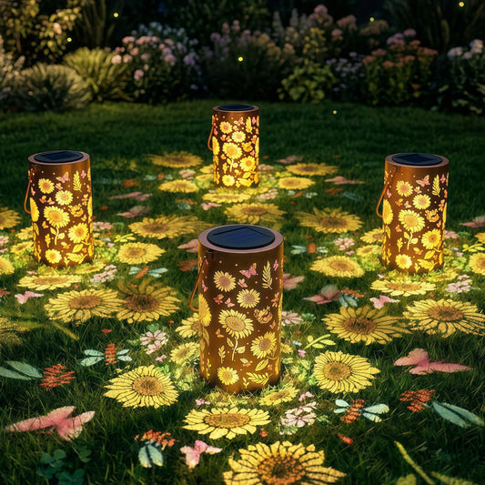4 Pack Solar Sunflower Lights Outdoor Multicolor, Waterproof Garden Lights Solar Powered, Small Patio Decor, Color Changing Yard Decorations