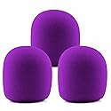 LEFXMOPHY Purple SM58 Windscreen, SM48 Pop Filter, Mic Foam Replacement for Shure SM58 SM48 BETA 58A Microphone Windsock Cover 3-pack