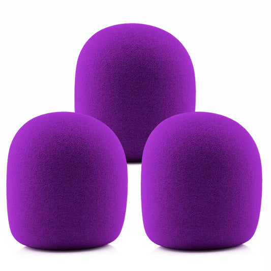 LEFXMOPHY Purple SM58 Windscreen, SM48 Pop Filter, Mic Foam Replacement for Shure SM58 SM48 BETA 58A Microphone Windsock Cover 3-pack