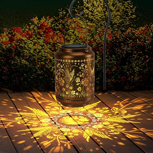 Solar Outdoor Waterproof Hummingbird Garden Decorative Lights, Outdoor Hanging Solar Lanterns, Gifts for Ladies Mom Grandma, for Patio, Deck