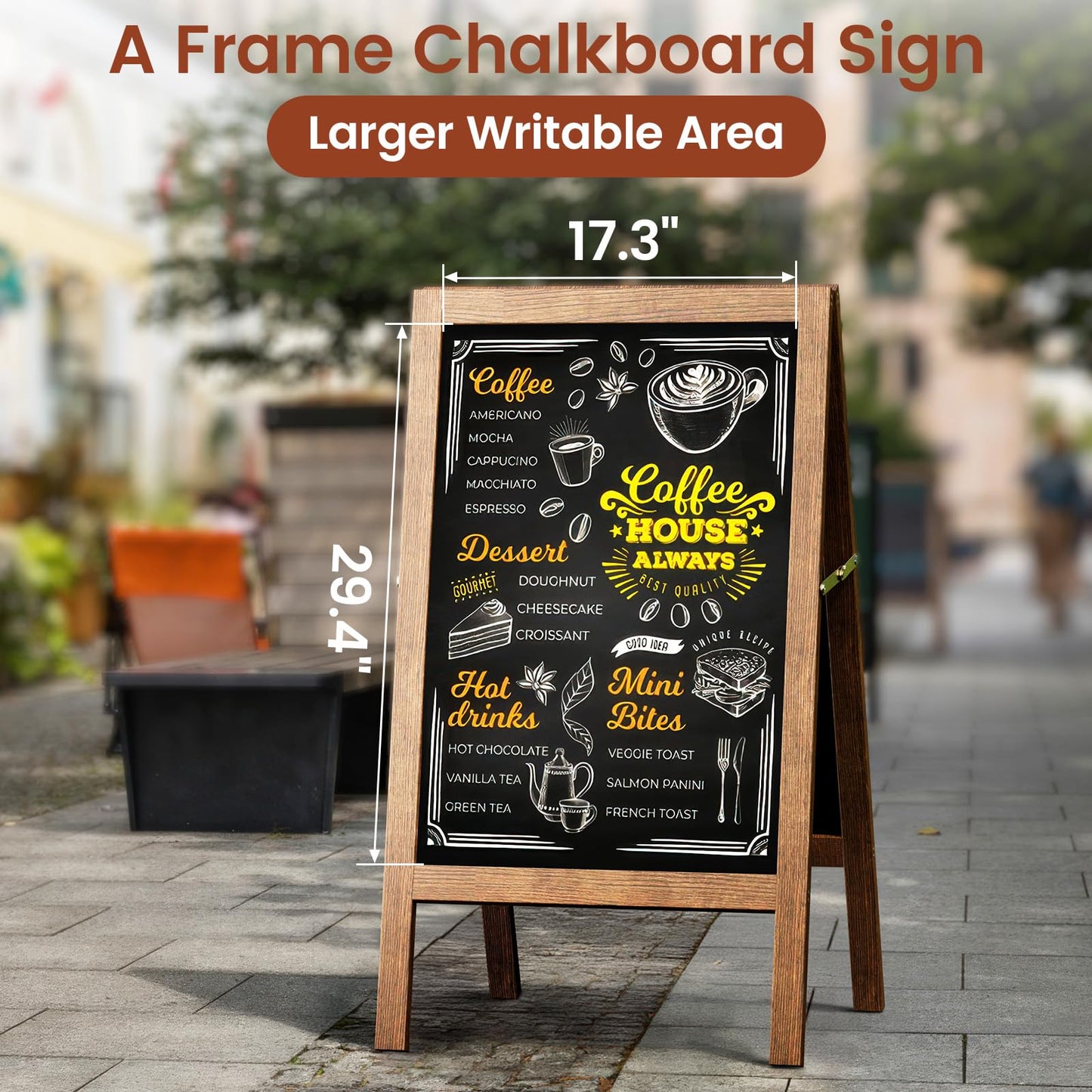 Chezerra A Frame Chalkboard Sign, 40"x20", Brown
