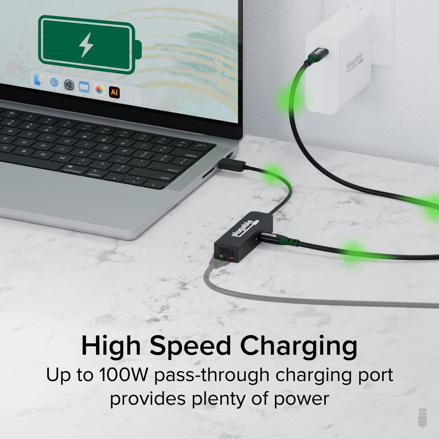 Plugable USB C to Ethernet Adapter 2.5Gb with 100W USB-C PD Charging, 2.5 Gigabit Type C USB Ethernet Adapter for Windows, MacBook, Chrome, iPad