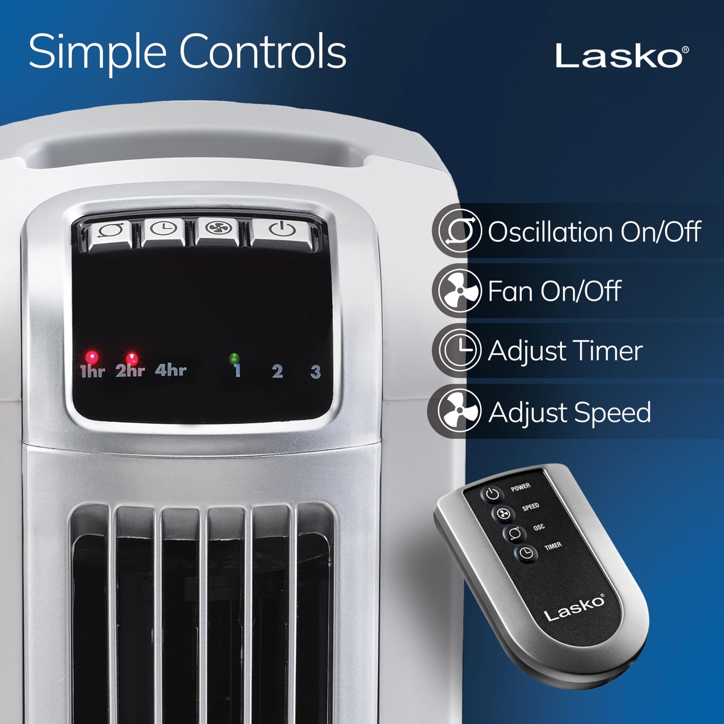 Lasko Oscillating Tower Fan with Remote Control - 36" - 2510 - White