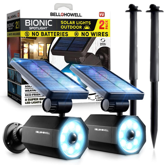 Bell+Howell Bionic Spotlight LED Solar Lights Solar-Powered Spot Light with 25 Feet Motion Sensor Outdoor Waterproof Frost Resistant Yard Outdoor