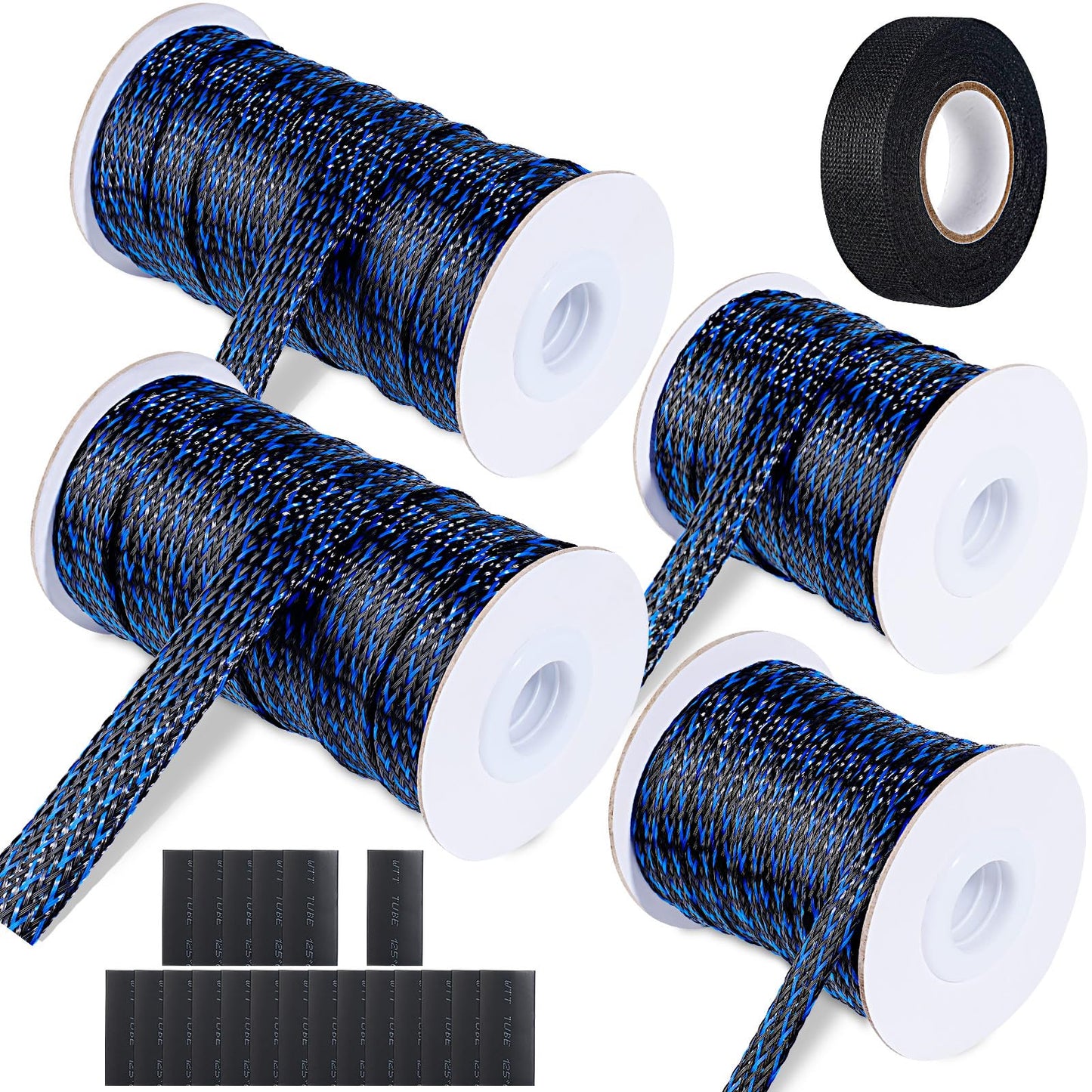 132 ft Expandable Braided Cable Sleeve Wire Loom PET Wire Sleeving?Wrap Management Mesh for Audio Video and Other Home Device Cable Automotive Wire