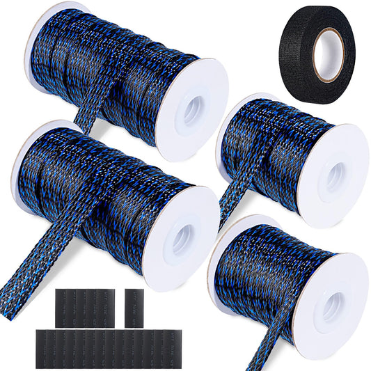 132 ft Expandable Braided Cable Sleeve Wire Loom PET Wire Sleeving?Wrap Management Mesh for Audio Video and Other Home Device Cable Automotive Wire