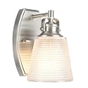 Aspen Creative 62085, One-Light Metal Bathroom Vanity Wall Light Fixture, 5" Wide, Transitional Design in Brushed Nickel with Clear Glass Shade