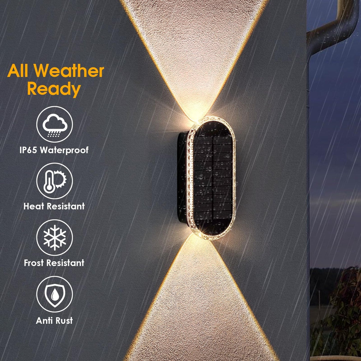 Solar Fence Lights Outdoor - 3000/4000/6000K 3 Modes, IP65 Waterproof Fence Lights Solar Powered, Up & Down Lighting Solar Wall Lights Outdoor