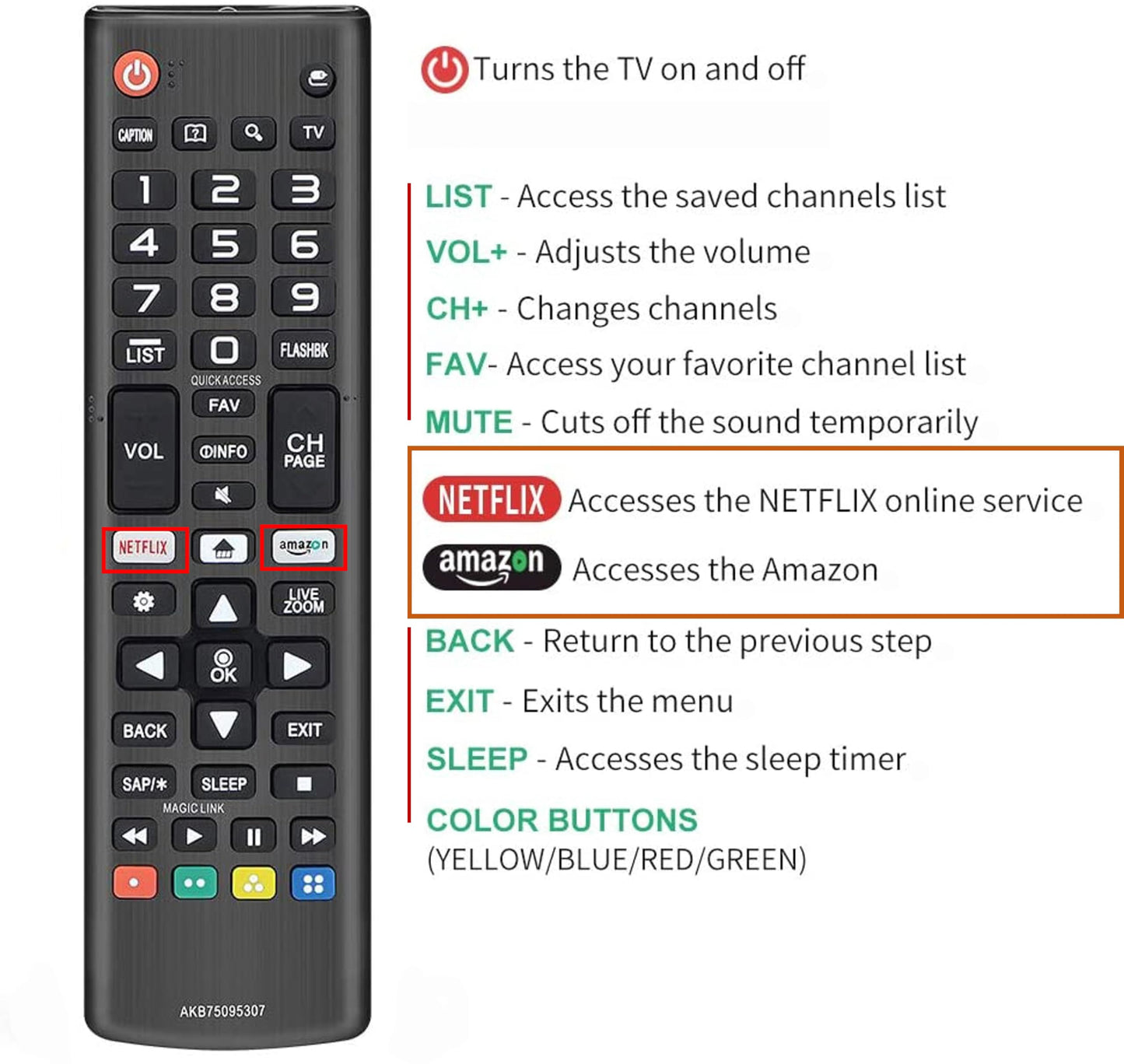 Universal Remote Control AKB75095307 for LG-TV-Remote, Compatible with LG UHD OLED 4K 8K Smart TVs