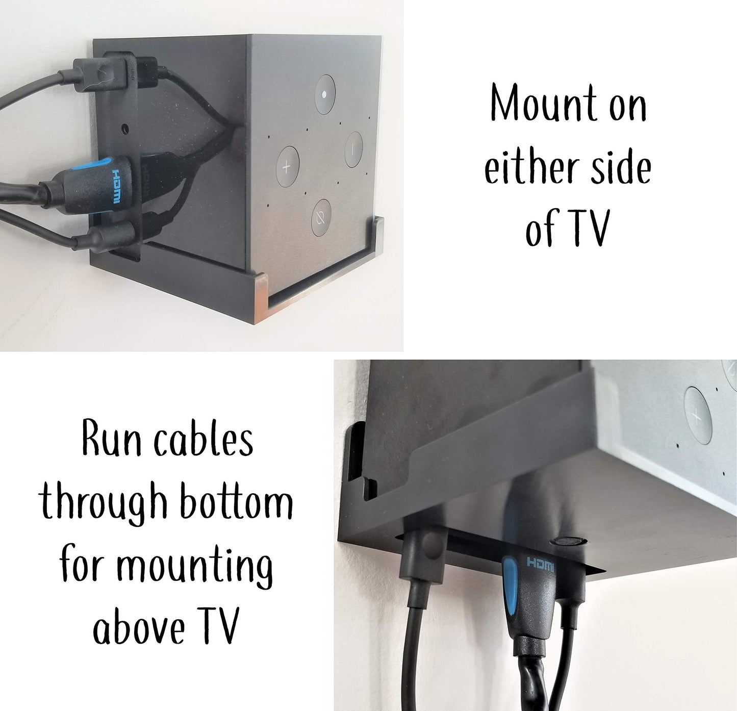 Dot Genie Easy Hanging Fire TV Cube Wall Mount (Fits 1st & 2nd Gen and New 3rd Gen Fire TV Cube) | Updated for More Support | Totally Hides Cords |