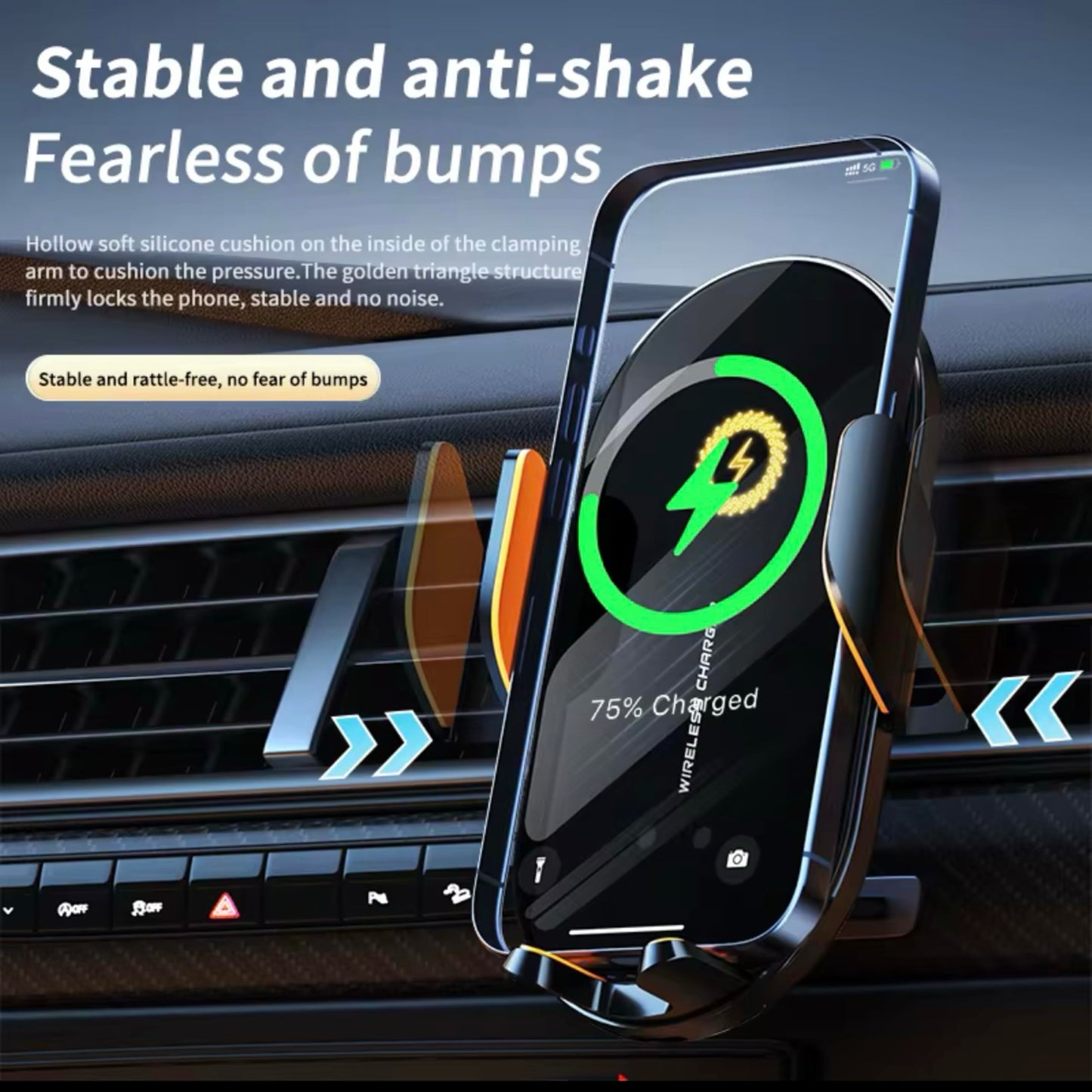 KULTIVR Car Vent Phone Holder - Wireless Fast Charging MagSafe Mount for iPhone and Android with Automatic Clamping, Built-in Battery and Sensors