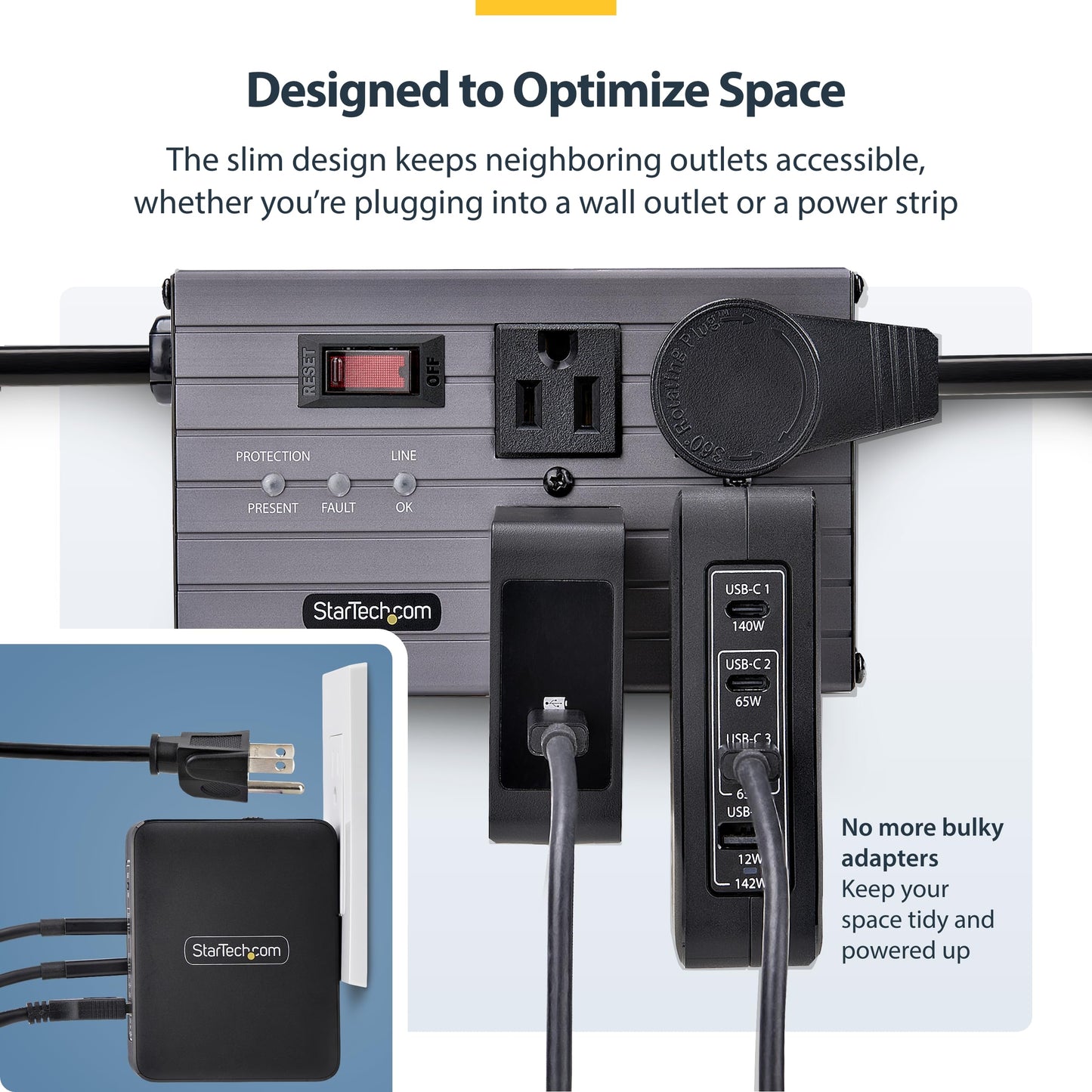 StarTech.com 140W USB-C Wall Charger, 3X USB-C/1x USB-A, PD 3.1 GaN Power Adapter for MacBook, Dell XPS/Inspiron/Precision