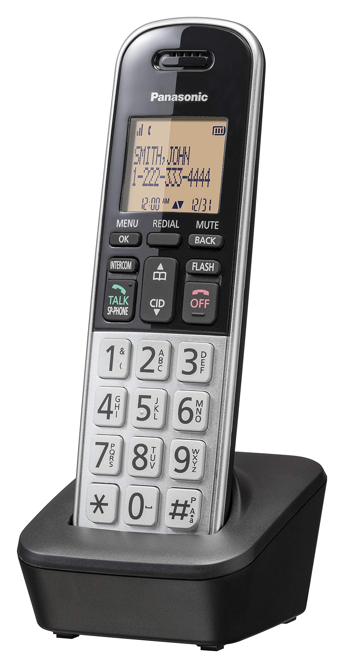 Panasonic Compact Cordless Phone with DECT 6.0, 1.6" Amber LCD and Illuminated HS Keypad, Call Block, Caller ID, Multiple Display Languages - 1