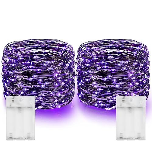 Dazzle Bright Halloween Fairy String Lights, Total 40FT 120LED Copper Wire Battery Operated Waterproof Lights, Halloween Decorations for Indoor Home