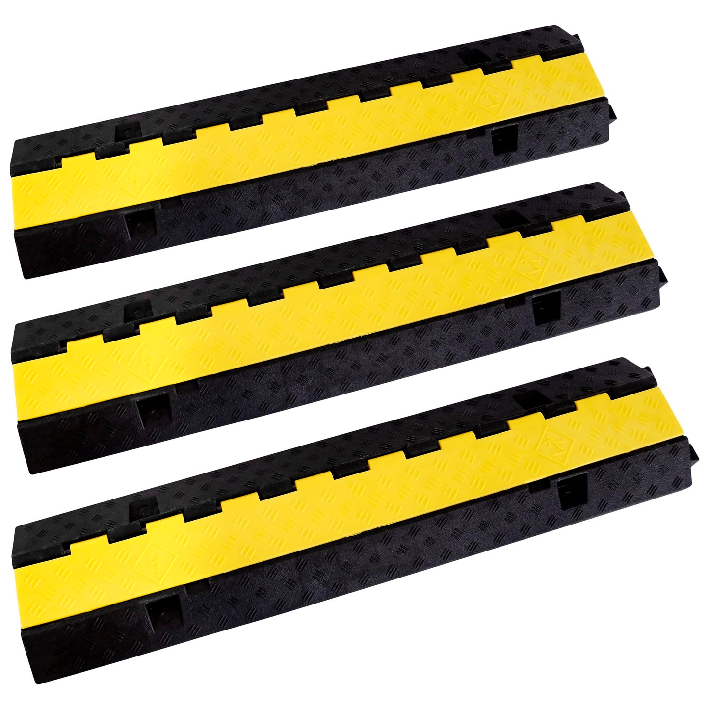 YONSHENG Rubber Cable Ramp Cord Cover Cable Protector Ramps Wire Hose Protective 22000Lbs Load Capacity Traffic 2 Channel Speed Bump for Asphalt