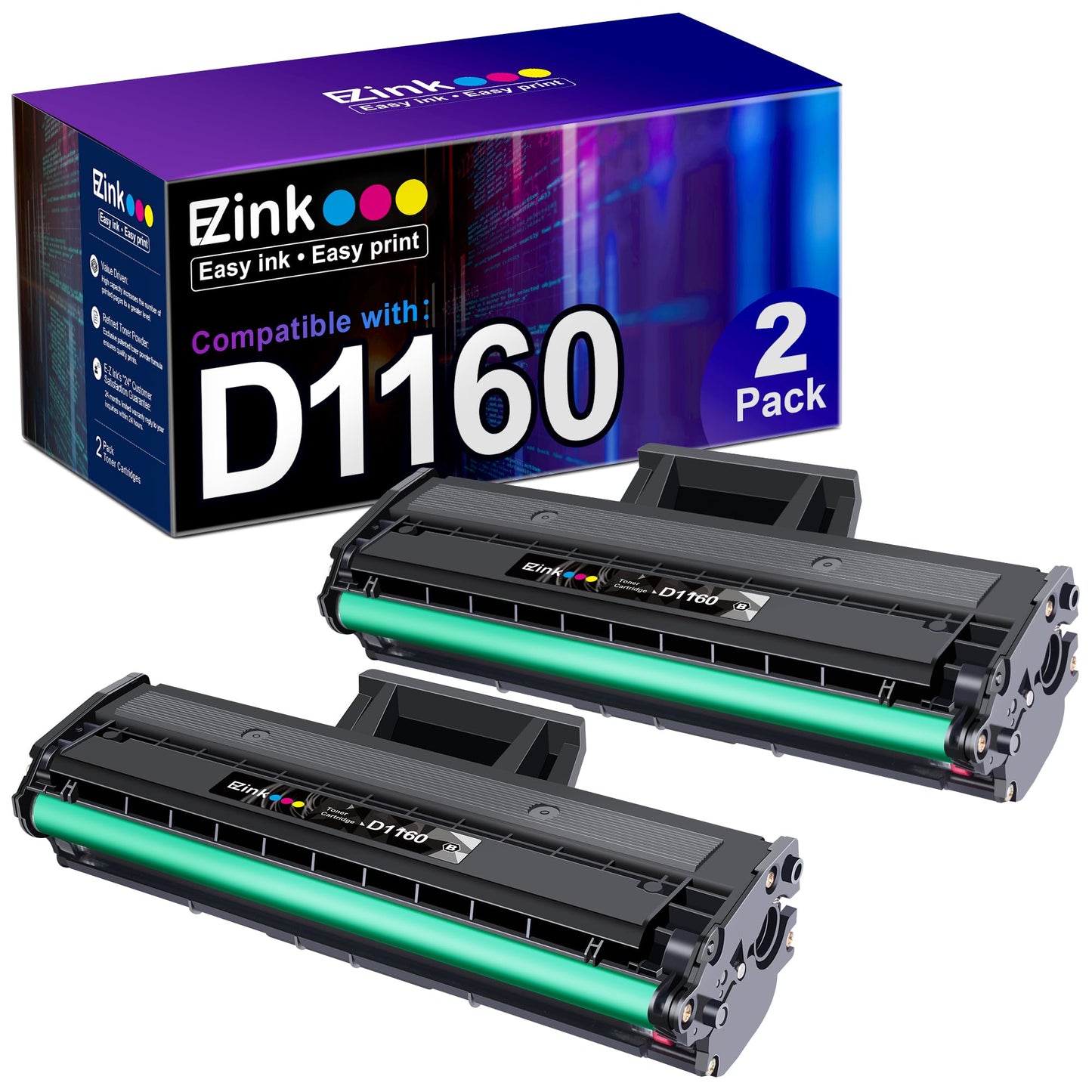 E-Z Ink Compatible Toner Cartridge Replacement for Dell B1160 Toner Cartridge to Use with Dell B1160 B1160w B1163w B1165nfw Mono Laser Printers (2