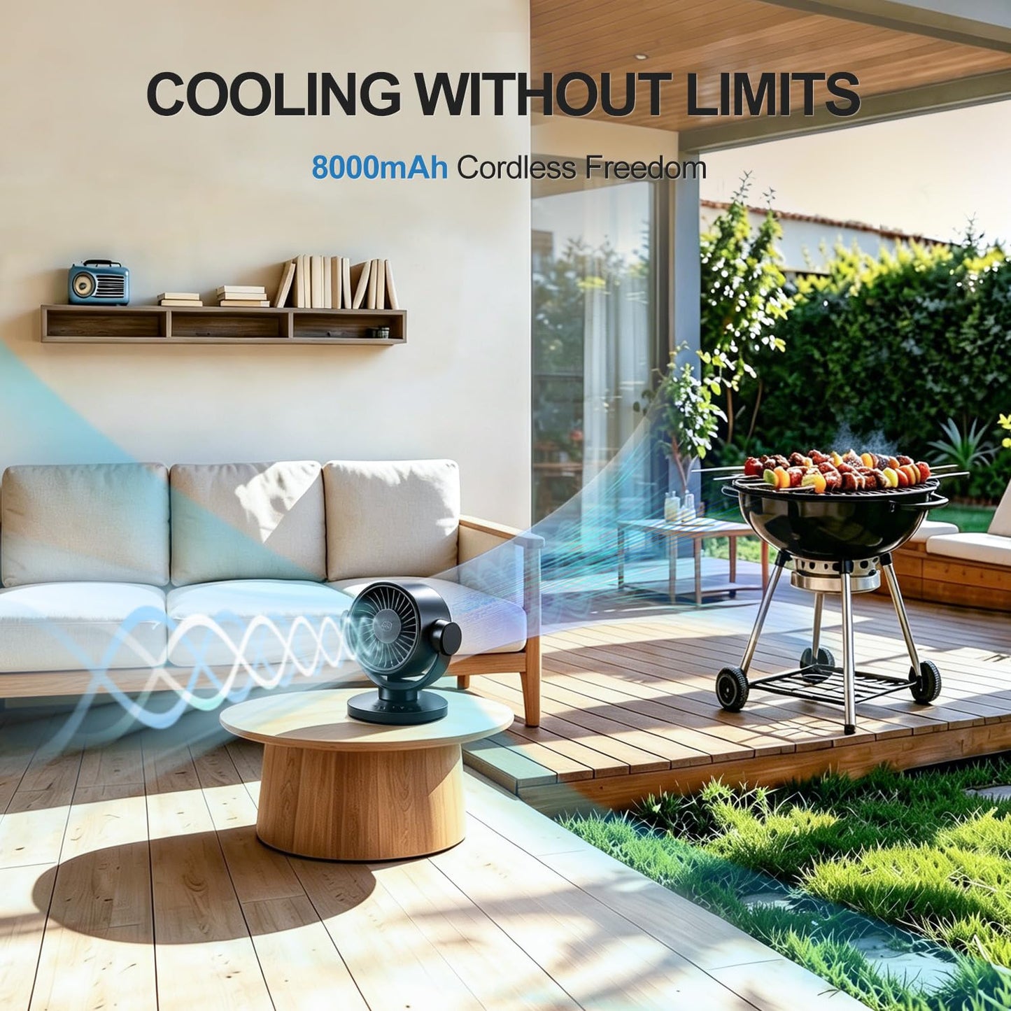 SOPUL Fan for Bedroom, Table Air Circulator Fan 9 Inch Remote, 90°+120° Auto Oscillation Desk Fan, 10dB Quiet, 6-Speed, Powerful Mode Cordless, Max