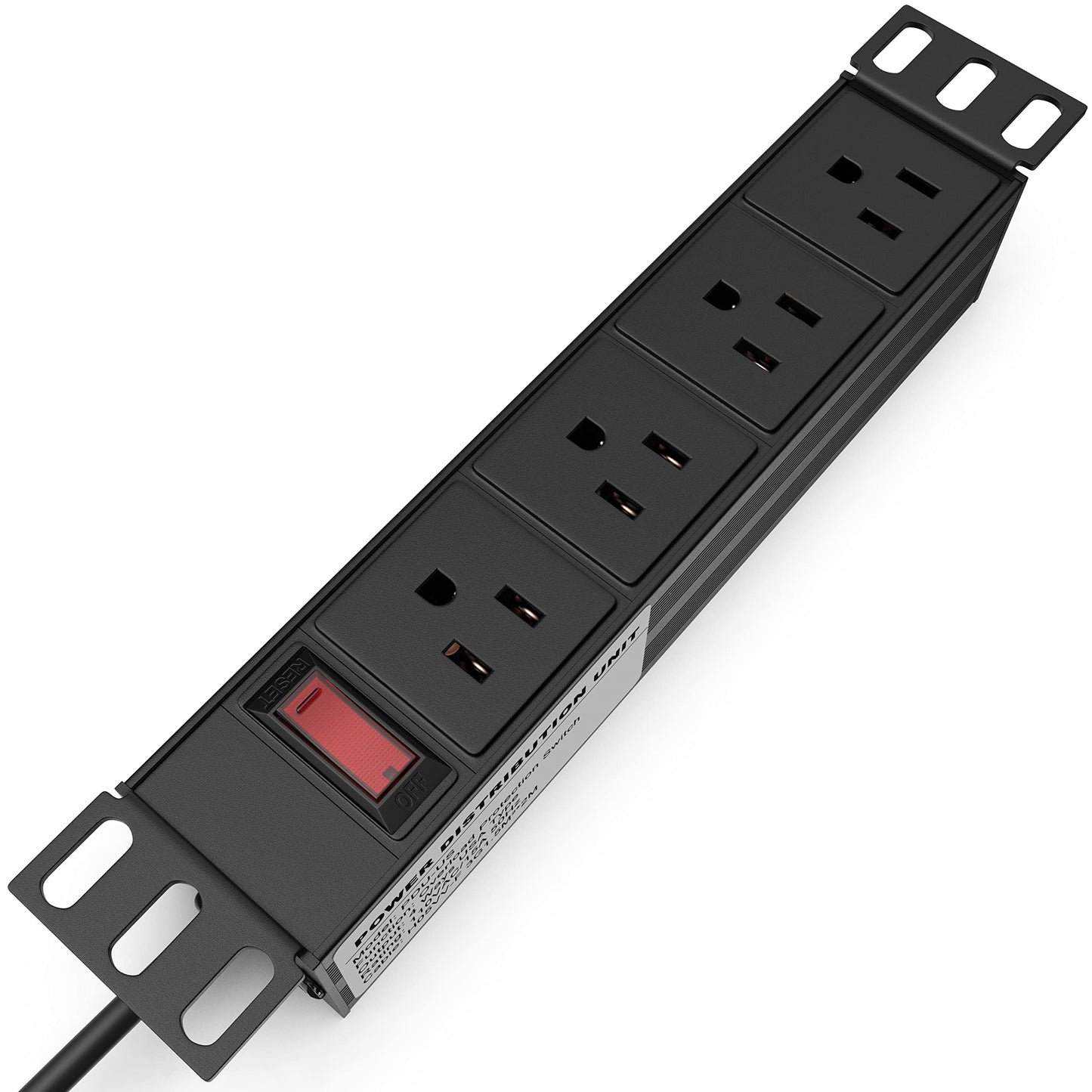 10" Rack PDU - 1U (4 Outlet) Power Distribution Unit 10 inch for Mini Racks w/Protection (110V/15A 6ft Cable) Network Cabinet Rackmount Power Strip