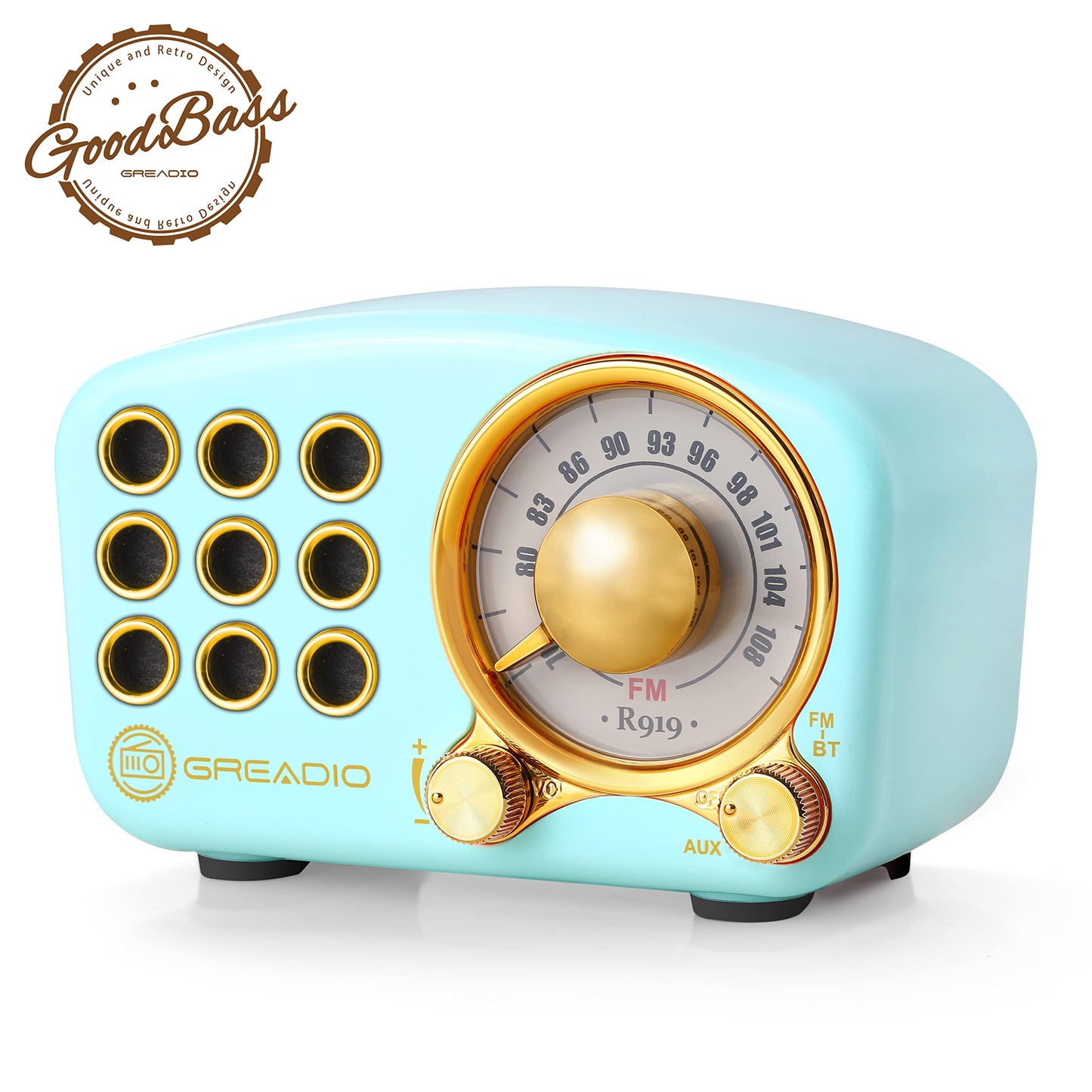 Retro Bluetooth Speaker, Vintage Radio-Greadio FM Radio with Old Fashioned Classic Style, Strong Bass Enhancement, Loud Volume, Bluetooth 5.0 Wireless