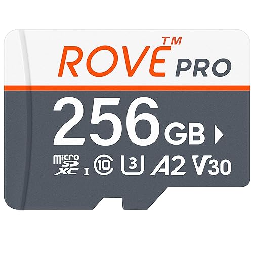 ROVE PRO Micro SD Card microSDXC 256GB Memory Card with Full-Size SD Adapter 100MB/s Read Speed, C10, U3, V30, 4K, A2 for Dash Cam, Android Smart