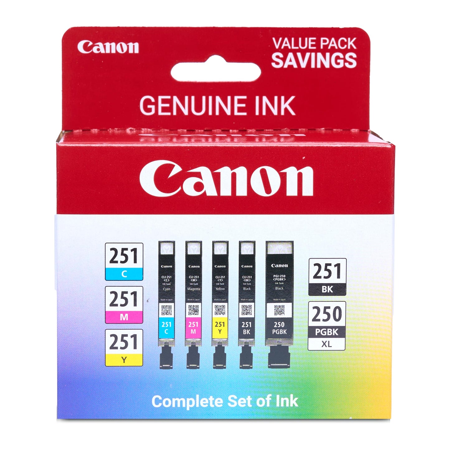 Canon PGI-250XL/CLI-251 Genuine Five Color Value Pack, Compatible with MG6320, iP7220, MG5420, MX922, MX722, MG7120, MG6420, MG5520, iX6820, iP8720
