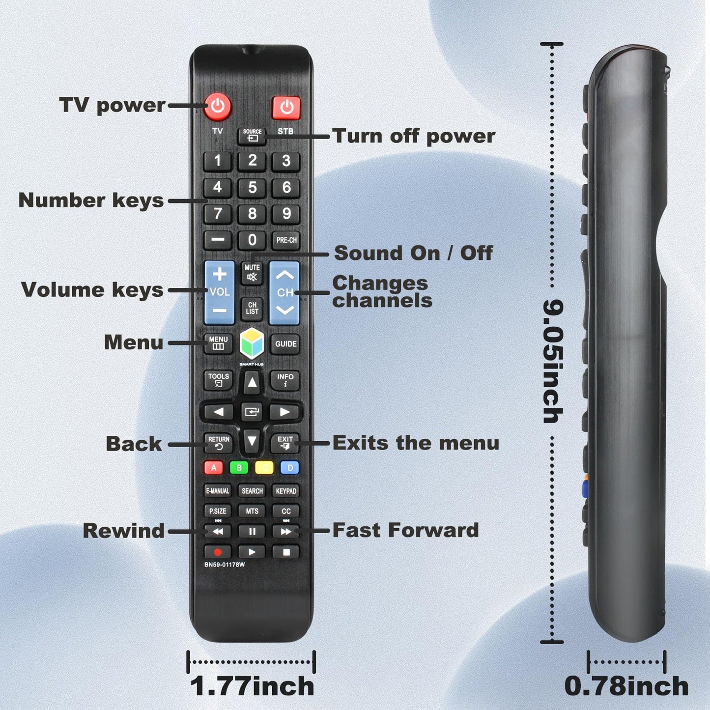 BN59-01178W for Samsung tv Remote UN32H5203 UN40H5203 UN55HU6830 UN55HU6830F UN55HU6830FXZA UN46H5203 UN50H5203 UN32H5203AF UN40H5203AF UN46H5203AF