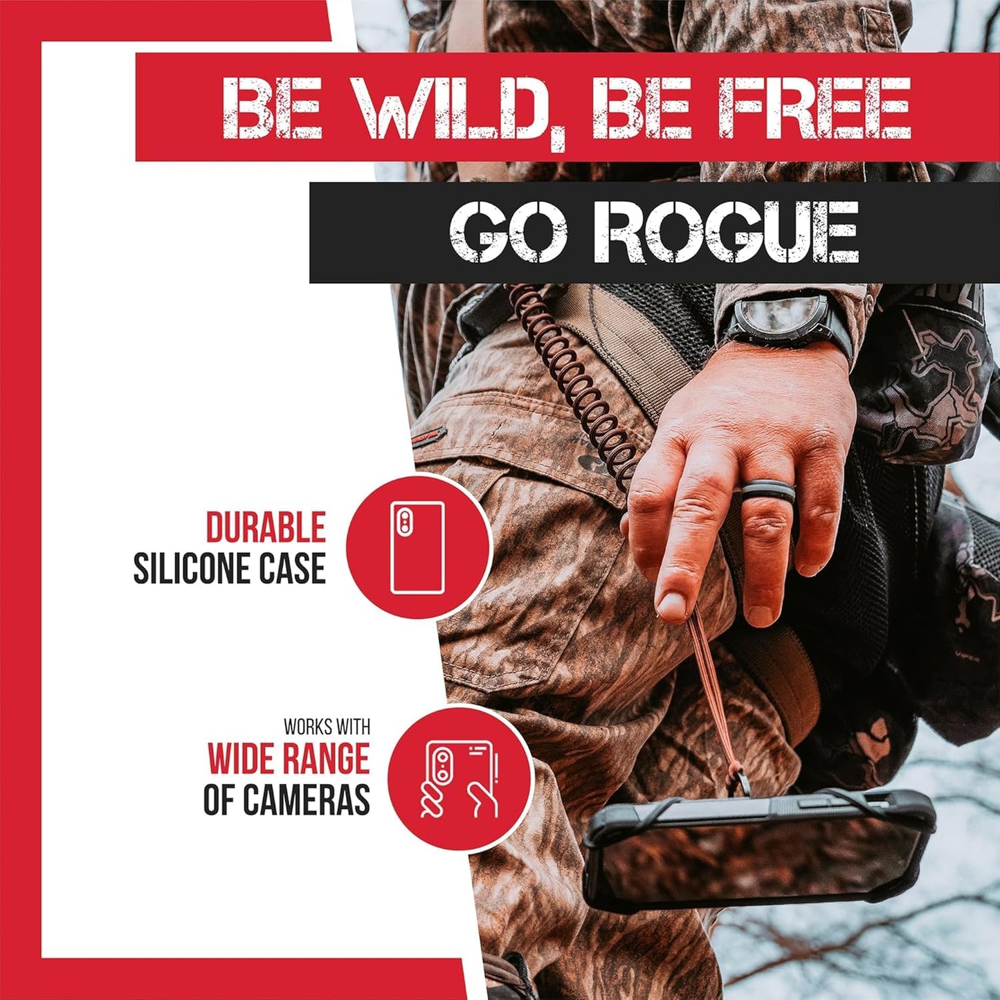 Rogue Fishing The Protector Phone Tether - Waterproof Retractable Phone Leash for Kayak, Skiing & Hiking - Phone Security Strap Anti Theft - Anti