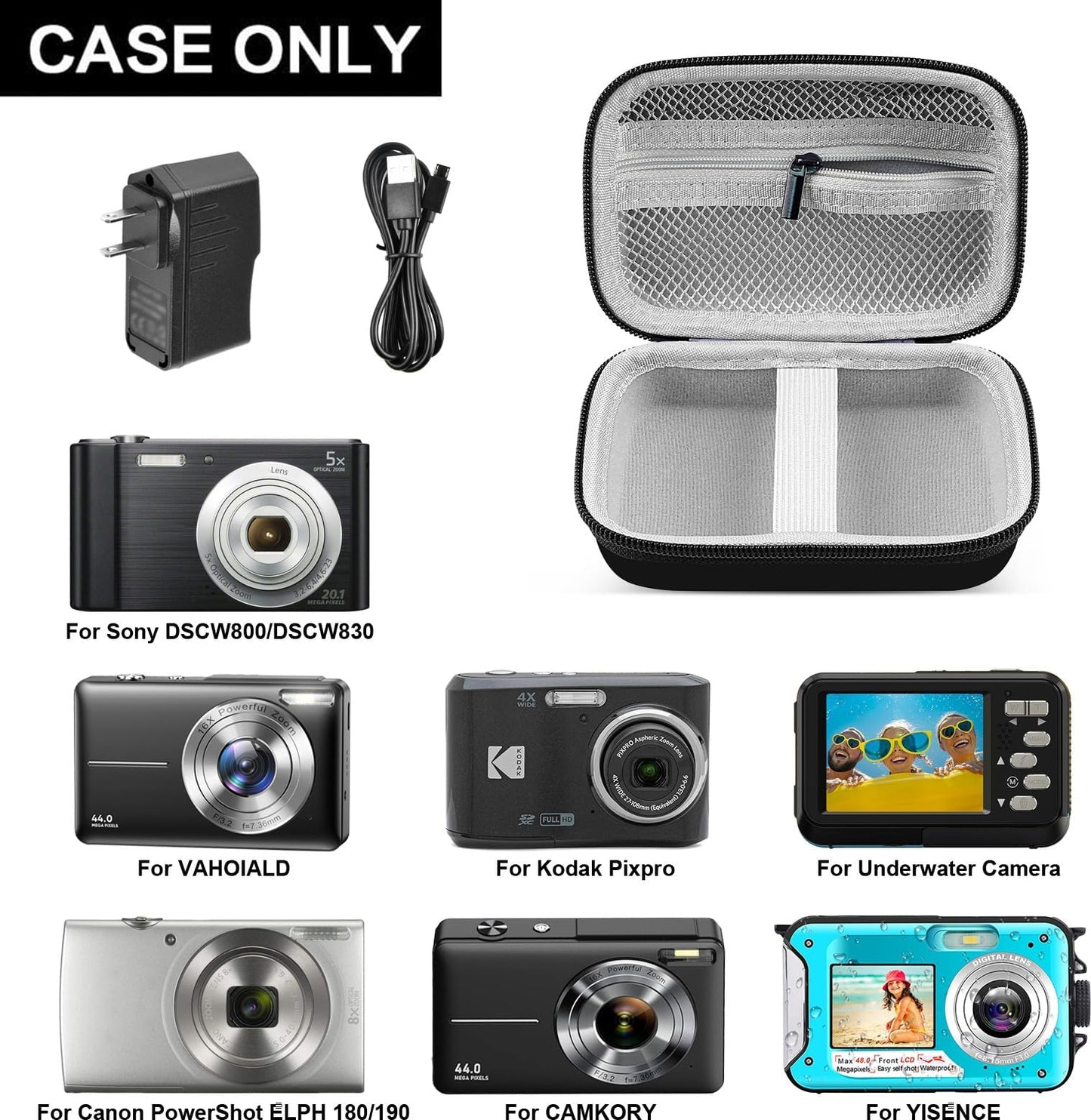 GWCASE Digital Camera Case Compatible with CAMKORY/for YISENCE/for VAHOIALD/for Kodak Pixpro/for Canon PowerShot ELPH 180 190/ for Sony DSCW800