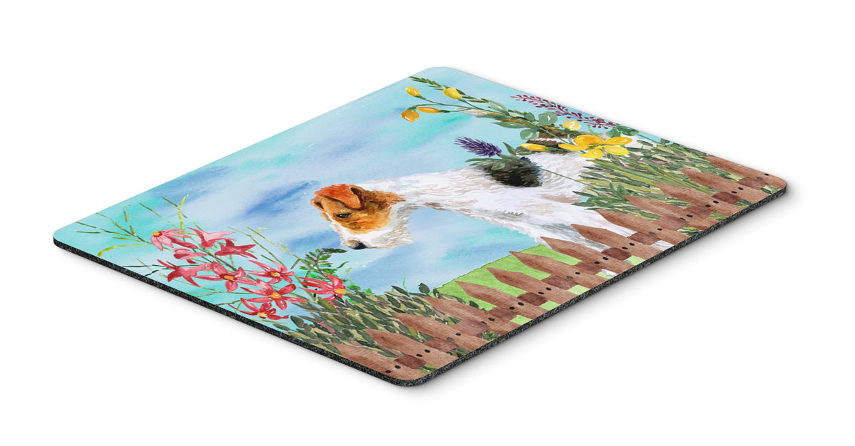Caroline's Treasures CK1212MP Fox Terrier Spring Mouse Pad, Hot Pad or Trivet for Home Office Gaming Working Computers Laptop Mouse Mat,Washable Large