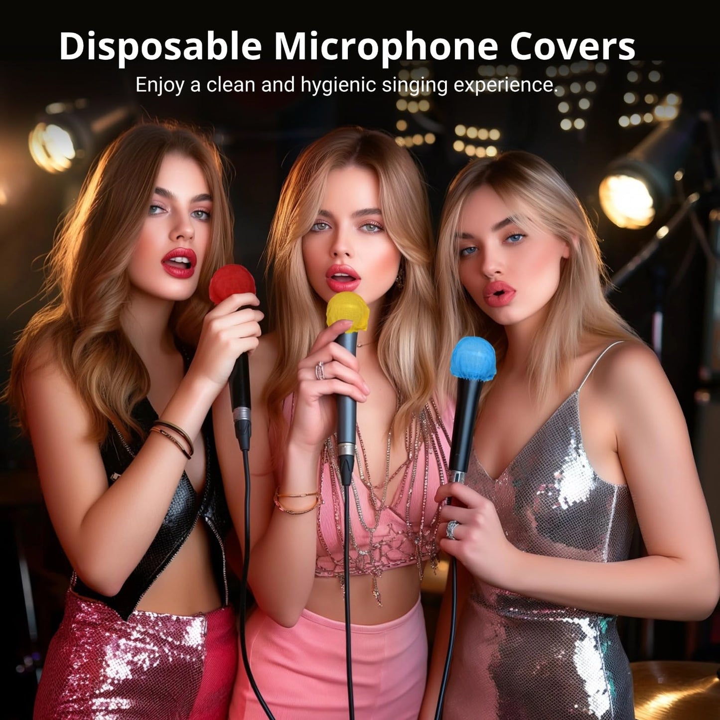 800 Pcs Disposable Microphone Covers, Non-woven Handheld Microphone Windscreens, Elastic Microphone Protective Covers, Individually Wrapped Mic Caps