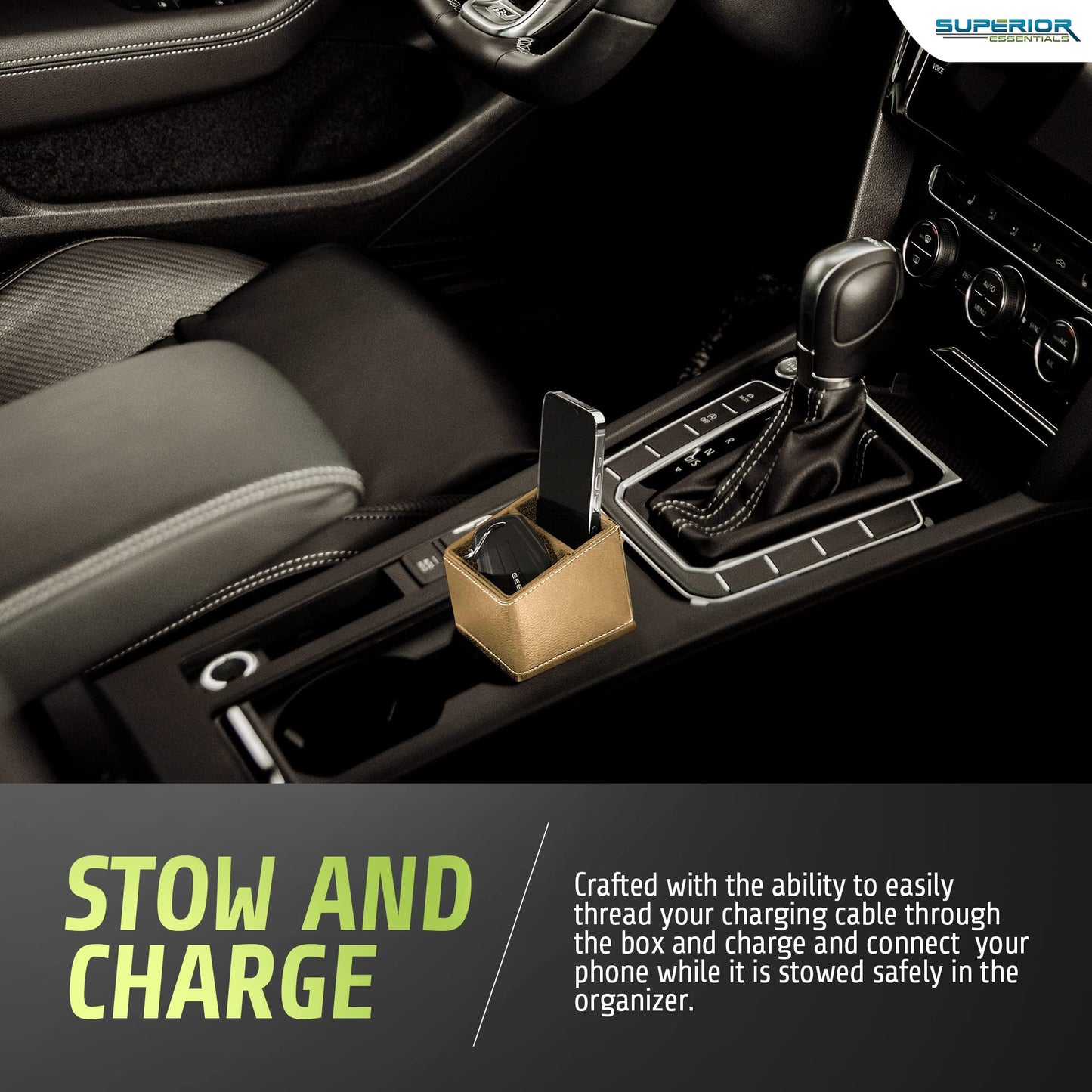 Superior Essentials Car Phone Mount & Key Storage Expander - Universal Size Phone Holder for Car - Elegant Design with Easy Installation - Effortless