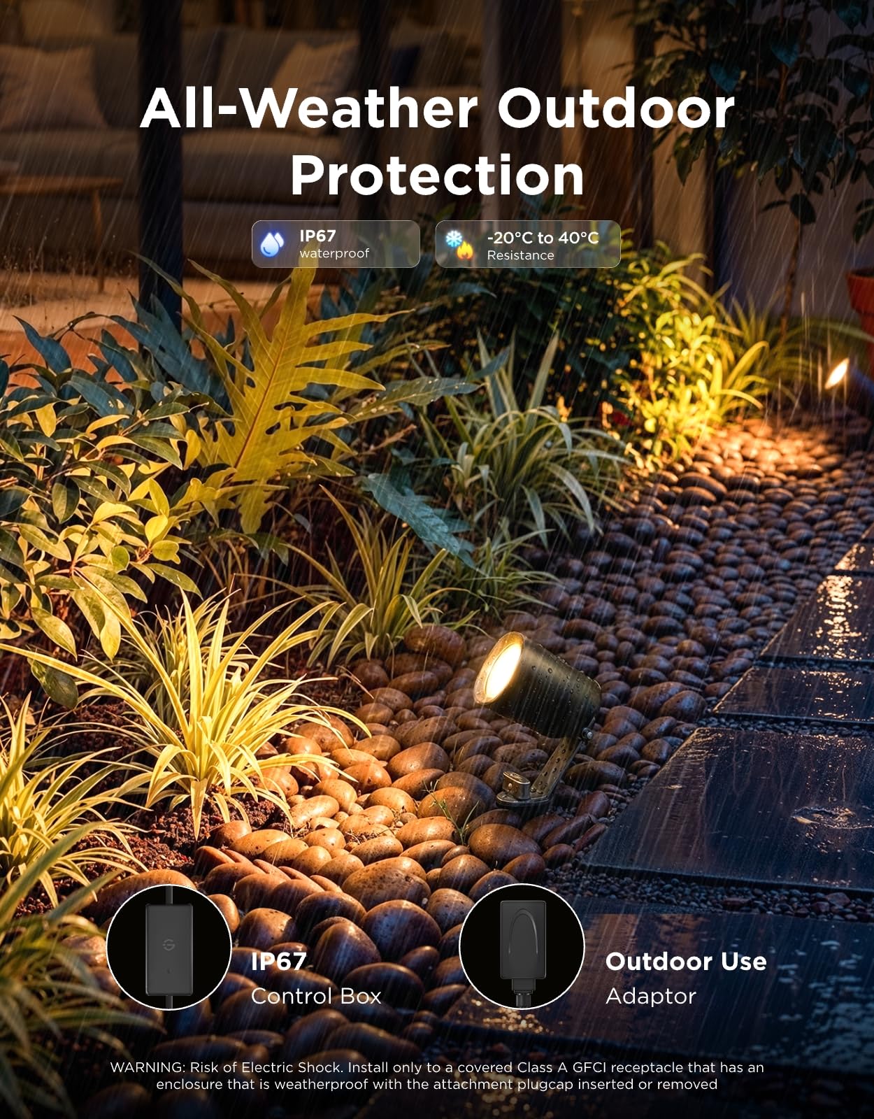 Govee Outdoor Spotlights Lite 4 pack, IP67 Waterproof Spotlights, Landscape Lighting Work with Alexa, Matter and Google Assistant, RGBWIC Color