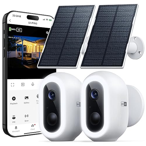 Laview 2K Solar Security Cameras Wireless Outdoor, Rechargeable Battery Wifi Cameras for Home Security with Spotlight Color Night Vision,Siren