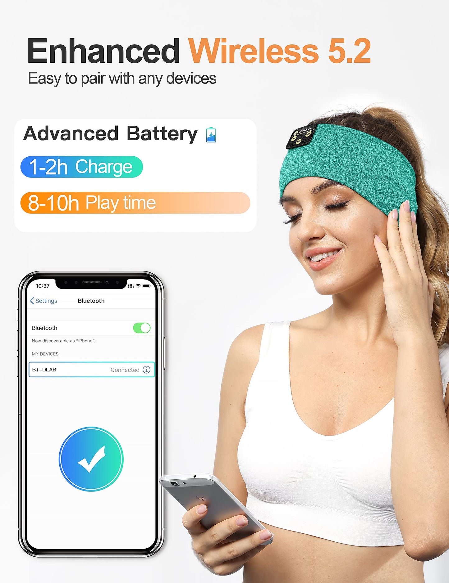 Fulext Sleep Headband, Bluetooth Sleeping Headphones with Built-in Speakers Perfect for Workout, Running, Yoga