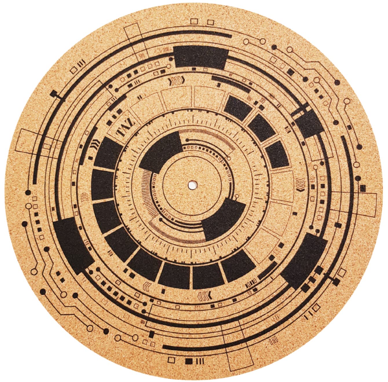 TazStudio Premium slipmat - Cork Turntable Mat [4mm Thick] for Better Sound Support on Vinyl LP Record Player - Cork mat Original Geometric Design
