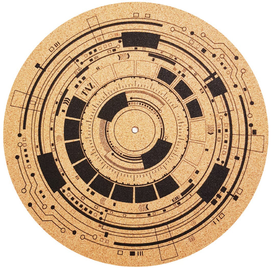 TazStudio Premium slipmat - Cork Turntable Mat [4mm Thick] for Better Sound Support on Vinyl LP Record Player - Cork mat Original Geometric Design