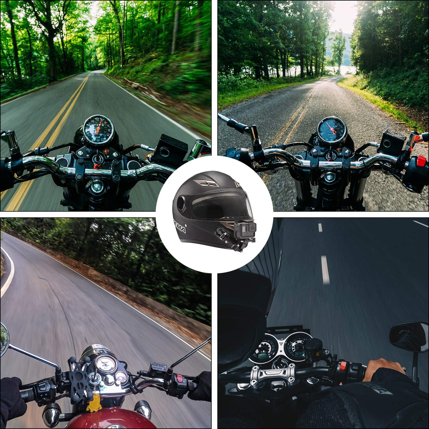 Lupholue Motorcycle Helmet Chin Mount Butterfly Sticky Mount with 2 Extended Arms & J Buckle for GoPro Hero 12, 11, 10, 9, 8, 7, (2018), 6 5, Hero